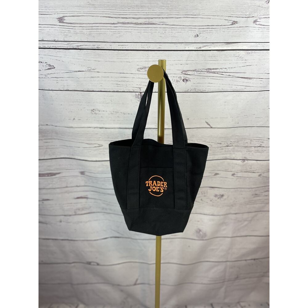 Trader Joe’s Trick-or-Treat Canvas Tote Bag Black Reusable Foldable Shopping - Picture 2 of 5